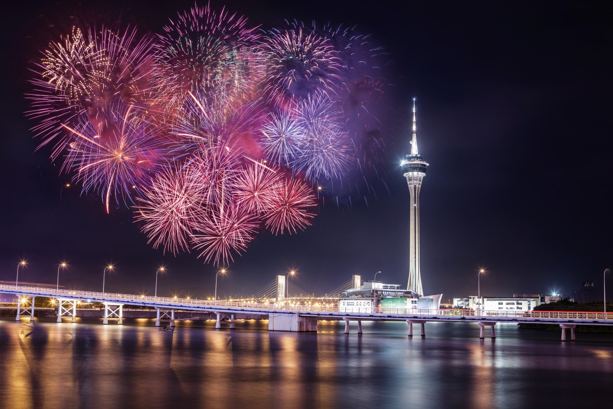 Fireworks macau tower night sightseeing 617108