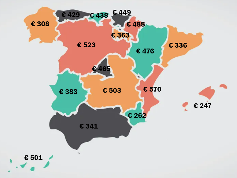 Mapa gasto por origen de CLIENTE en cada comunidad   Verano 2022